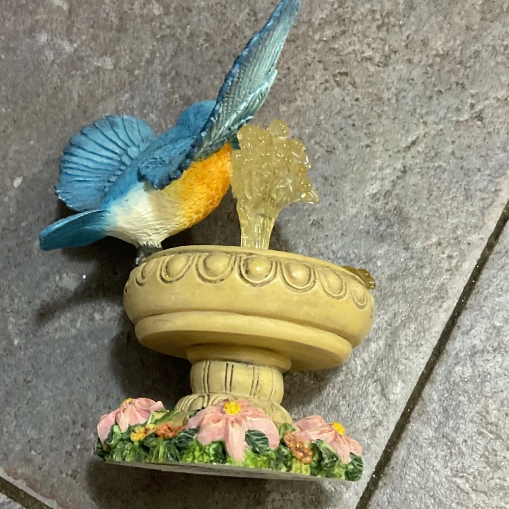 Blue and Orange Decorative Bird Perch Fountain - Unbranded